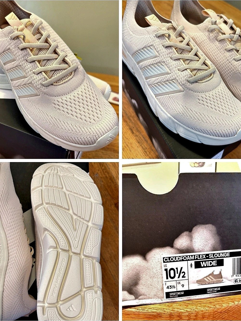 Adidas Cloudfoam Flex sneakers - Lounge Athletic Shoes Pink & White US 10.5 -New
